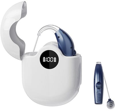 ECTEATOY® Hoortoestellen - Digitaal Hoortoestel - Hoorapparaat Senior - Oplaadbare digitale geluidsversterker achter-het-oor met ruisonderdrukking 30 uur - blauw