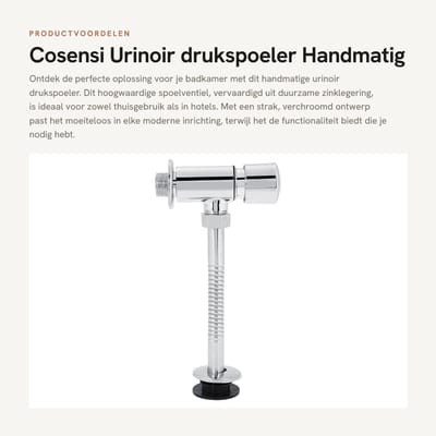 Dailygoods- Spoelventiel Gloednieuw - Urinoirdrukspoeler - Zinklegering - Verchromen - 10 x 5 cm - Eenvoudig te installeren - Urinoir