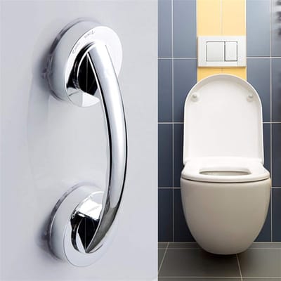 Antislip handgreep - Zuignap handgreep - Badkamer veiligheid - Gereedschapsloze montage - 19.6 cm lengte - Zilver