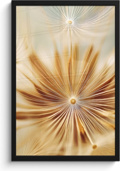 Poster in lijst - Fotolijst 40x60 cm - Posters - Paardenbloem - Beige - Abstract - Modern - Natuur - Posterlijst zwart - Decoratie - Wanddecoratie woonkamer - Muurdecoratie slaapkamer