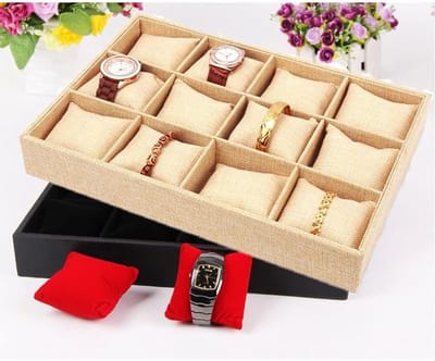 Houten sieradenhouder voor horloges en armbanden met fluwelen kussen voor optimale bescherming en presentatie