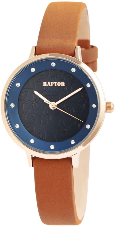 Raptor Dameshorloge Echt leer Crinkle, mineraalglas