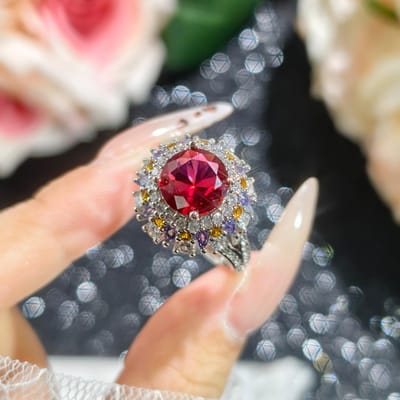 Nouvelles Magnifiques Bagues en Zircone Cubique Rouge Pour Femmes Élégant Cadeau de Mariage Anniversaire Accessoires pour Doigts Féminins Tempérament Bijoux resizable gray