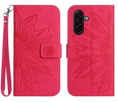 Coverup Hoesje - Geschikt voor Samsung Galaxy A57 Hoesje - Coverup Zonnebloem Book Case met Koord - Pink