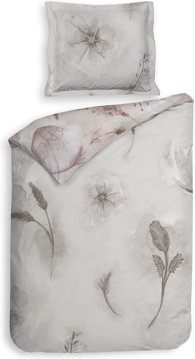 Heckettlane Dekbedovertrek Kos - Bedlinnen met print - 140x220 - Natural - Dekbedhoes van 100% Katoen-Satijn
