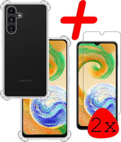 Hoesje Met Screenprotector - 2 Stuks - Geschikt voor Samsung Galaxy A04s - Sterk & Shockproof - Siliconen Case - Back Cover - Telefoon Hoes - Shock Proof - Transparant
