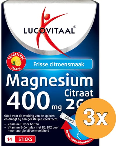 3x Lucovitaal Magnesium 400mg 2Go (14 zakjes)
