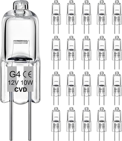 CVD® 8-STUKS - G4 HALOGEEN LICHTBRON - 10 WATT - 12V - WARM WIT - DIMBAAR