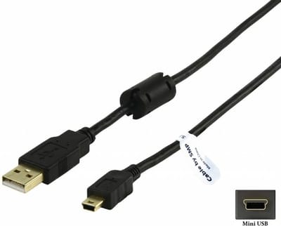 OneOne 1,8m Mini USB kabel. Extra sterke laadkabel. Stevig oplaadkabel snoer past op Sony DS 3 Wireless Controller, Move Motion Controller, PS3 SIXAXIS Wireless Controller