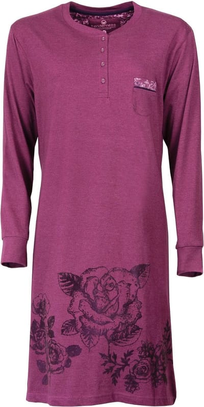 Tenderness Dames Nachthemd - Katoen - Slaapkleed - Paars - Maat S