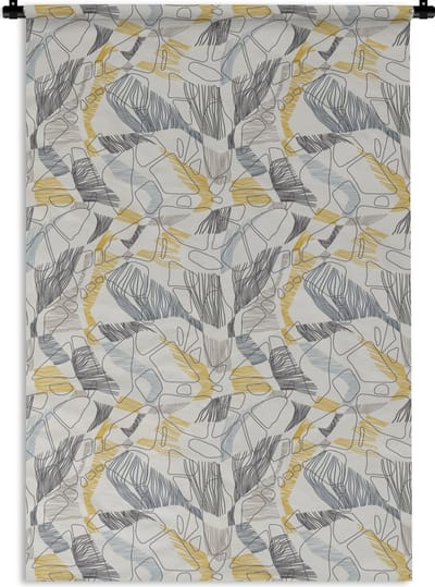 Wandkleed - Wanddoek - Line Art - Jungle - Patronen - Goud - 120x180 cm - Wandtapijt