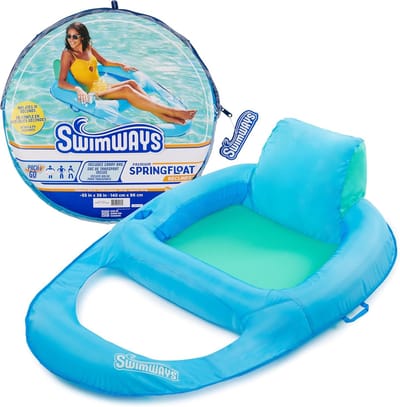 Drijvend Ligbed - Opblaasbaar Vlot - Ontspannen in Water - Snelle Inflatie Klep - 140x97x39cm - Blauw