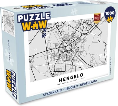 Puzzel Stadskaart - Hengelo - Nederland - Legpuzzel - Puzzel 1000 stukjes volwassenen - Plattegrond