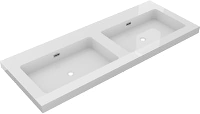 DutchLine - Atlanta Wastafel 120 Dubbele Wasbak - Glans Wit - 2 Kraangaten