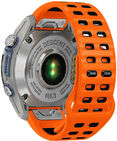 Stravo Tweekleurige Siliconen bandje met Dubbele Pin Gesp - QuickFit 26mm - Geschikt voor Garmin Fenix 3/5X/5X Plus/6X/6X Pro/7X/7X Pro/8 (51mm), Quatix 3/6X, Tactix 7, Enduro 2, Descent Mk1/2i/3i 51mm, D2 & Epix Pro Gen 2 51mm - Oranje/Zwart