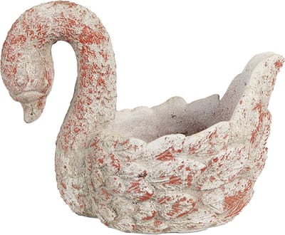Clayre & Eef Bloempot Zwaan 19x11x15 cm Grijs Rood Steen