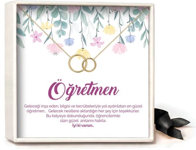Pera Jewelry - 925 sterling zilveren Twee Ringen ketting - Çift Halka Kolye – Öğretmen - Collier - Ketting Dames - Ketting met Hanger