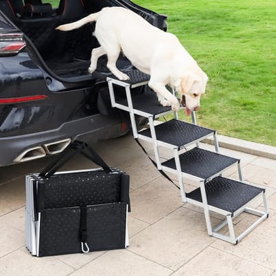 Inklapbare Hondentrap voor Auto - Aluminium Hondenoprit met 5 Treden, Geschikt voor Grote Honden en Vrachtwagens