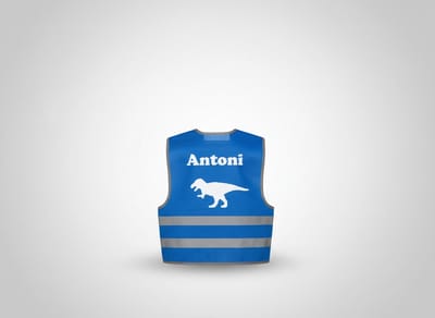 Hip met Pit Creaties - Fluohesje met naam en symbooltje - voor kinderen - Blauw - veiligheidsvestje.