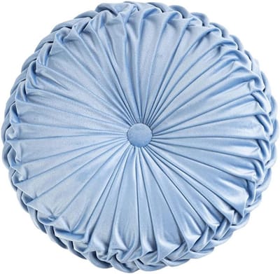 Ronde Zitkussen van 35 cm in Effen Kleur van Velvet voor Thuisdecoratie, Geschikt voor Bed en Auto (Lichtblauw)