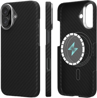 kalibri Hoes voor Apple iPhone 17 Hoes - Aramide Telefoonhoes - Cover Case - Compatibel met MagSafe mat zwart