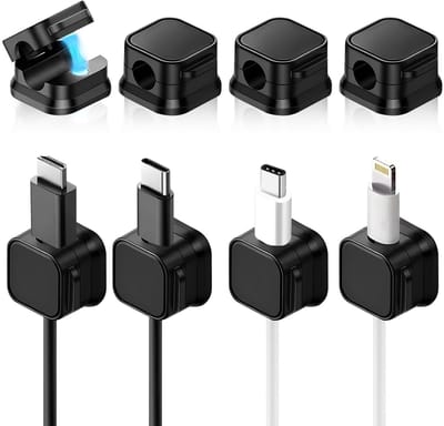 8-delige set kabelclips | Magnetische kabelhouders voor USB, HDMI en audio | Zelfklevende clips voor bureau en thuisgebruik