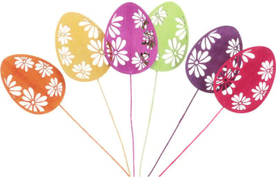 Paaseieren decoratieve bloempluggen Paashout 30,5cm 18 st, 18 Stück