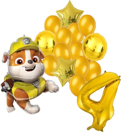 Paw Patrol Rubble ballonnen pakket - 64x81cm - 4 jaar - Folie Ballon set - Themafeest - Verjaardag - Ballonnen - Versiering - Helium ballon