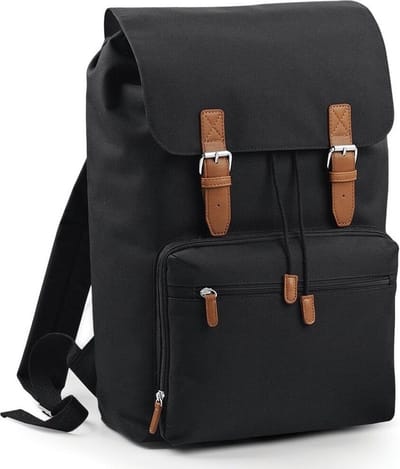 Vintage rugzak/rugtas zwart 49 cm - A4-formaat - Schooltas - Laptoptas/boekentas zwart