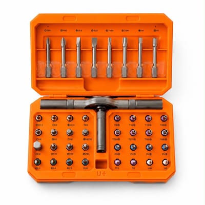 Velini 42 in 1 Magnetische Schroevendraaier Set met Ratel - 40 S2 Stalen Bits - Complete Bitset voor Reparatie, Elektronica, Fiets en Auto Onderhoud - Oranje