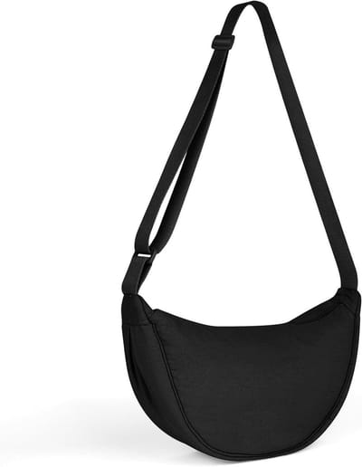 Nylon halvemaanvormige tas voor dames - Casual crossbodytas met verstelbare riem - Effen kleur - Schoudertas voor dagelijks gebruik