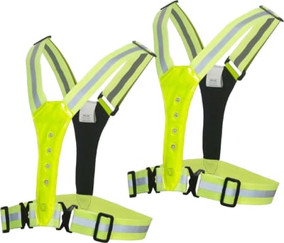Benson Veiligheidshesje - 2x - met Led en Reflectie - Geel - X-vormig - One-Size - Veiligheidsvest