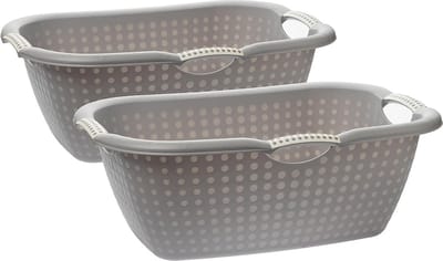 Set van 2 Ergonomische Wasmanden - 28 Liter, Robuust en Duurzaam voor Binnen en Buiten