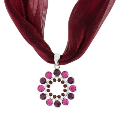 Behave - Zijde ketting met ronde roze hanger - Boho chic stijl - 41 cm