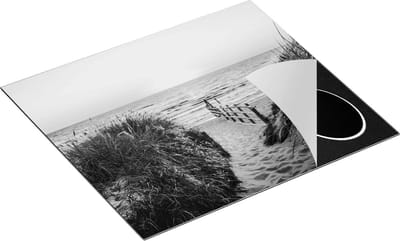Chefcare Inductie Beschermer Voetpad in de Duinen met Zonsondergang - Zwart Wit - 60x50 cm - Afdekplaat Inductie - Kookplaat Beschermer - Inductie Mat