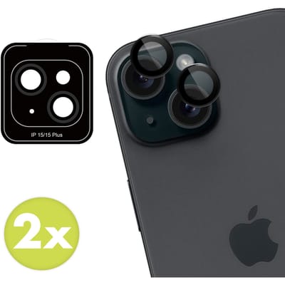 imoshion Camera Lens Protector - Geschikt geschikt voor Apple iPhone 15 Plus/ geschikt voor Apple iPhone 15 - 2 Pack - Black