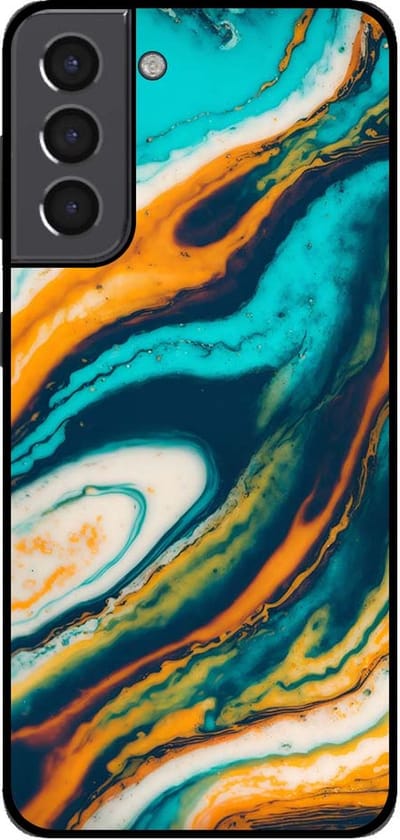 Smartphonica Telefoonhoesje voor Samsung Galaxy S21 marmer look - backcover marmer hoesje - Groen geschikt voor Samsung Galaxy S21