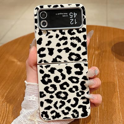 Magnetische hoes met luipaardpatroon voor Magsafe voor Samsung Galaxy Z Flip 6 5 4 3 Flip4 Flip5 Flip6 TPU-vouwcover met ledertextuur Galaxy Z Flip4