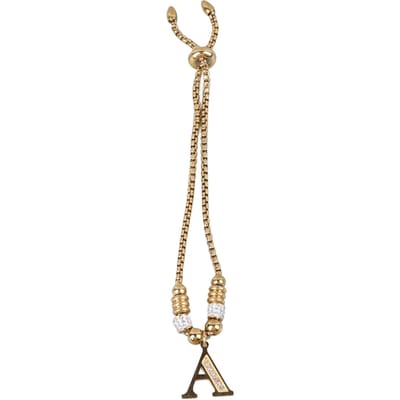 Een Letter Armband Goudkleur Elegant Franse Stijl Stalen Initiaal Armband voor Vrouwen Feest beige