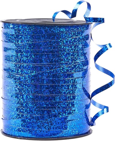 Blauw, 1/5" x 400 m Curling Crafts, iriserend gekrompen, glanzend metallic cadeauverpakking, lint voor ballonnen touw, haar, bloemist bloem (1 rol)