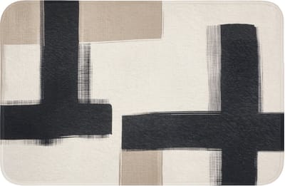 Badmat 60x40 cm - Antislip - Zwart - Abstract - Japandi - Badmatten voor badkamer - Badkamermat - Douchemat - Badkamer mat