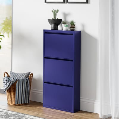 Schoenenkast Sokndal 3 kleppen middernachtblauw 104x50x15 cm [en.casa]