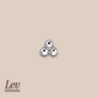 Lev Sieraden - Titanium Pushpin labret piercing - 1.2mm - 6 mm Met 3 balls - Pushpin labret Zilver - Piercing - labret piercing - neuspiercing staafje - tragus piercing - Oorpiercing