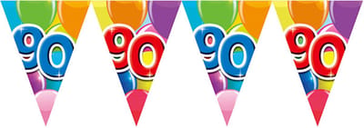 Vlaggenlijn 90 jaar 10 meter - Verjaardag Feestje Vlag Vlaggen Versiering Slinger Feestdecoratie Decoratie