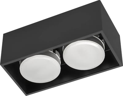Cube Plafonniere met 2 lichtpunten - Draaibaar licht - Staal - 20 x 8 cm - GX53 - Zwart - Plafonnieres - Plafoniere slaapkamer - Plafondlamp - Plafondlampen - Badkamerlamp - Plafond lamp