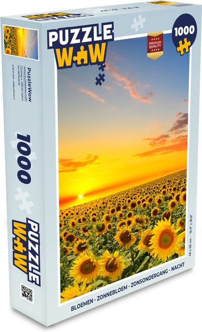Puzzel Bloemen - Zonnebloem - Zonsondergang - Nacht - Oranje - Legpuzzel - Puzzel 1000 stukjes volwassenen