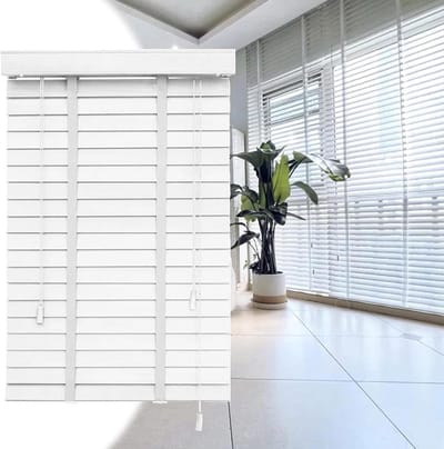 Houten Jaloezieën - Venster Luiken - Privacy Creëren - Natuurlijk Tung Hout - 50 mm Lamellen - Wit