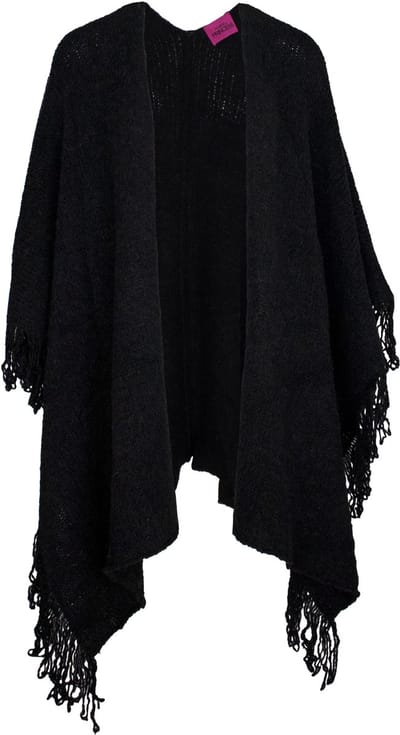 Frogbox - zwarte wollen poncho - one size