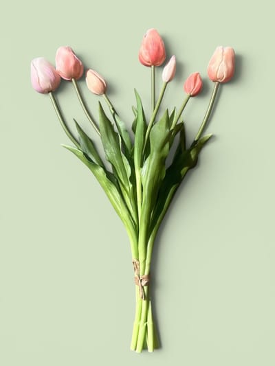 Seta Fiori - Real Touch - kunst tulpen - Bundel x 7 - zacht peach