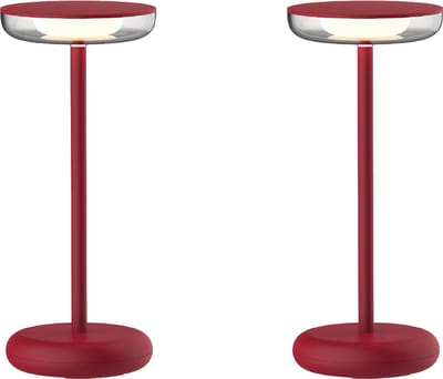 Luxus Europe - Tafellamp Mykonos - Set van 2 Bordeaux - Draadloze Tafellamp Buiten - Oplaadbaar - USB-C - Dimbaar - Warm Wit - Waterbestendig